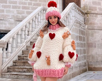 Red Heart Teddy Sweater And Hat