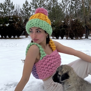 Handmade Petit Knit Top, Chunky Merino Wool Bralette, Unique Christmas Gift for Women