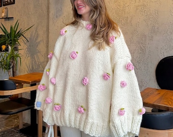 Heyays, Rosalinda Strickpullover, Oversized Strickmode, Cold Girl Style, oversized Strickpullover, Rosenpullover