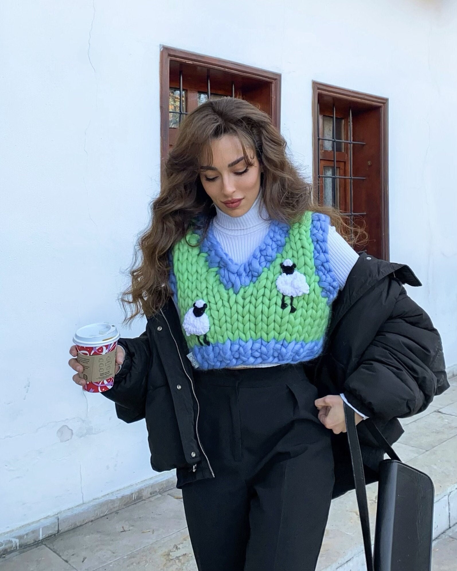Heyays Sheep Knit Sweater Vest Chunky 