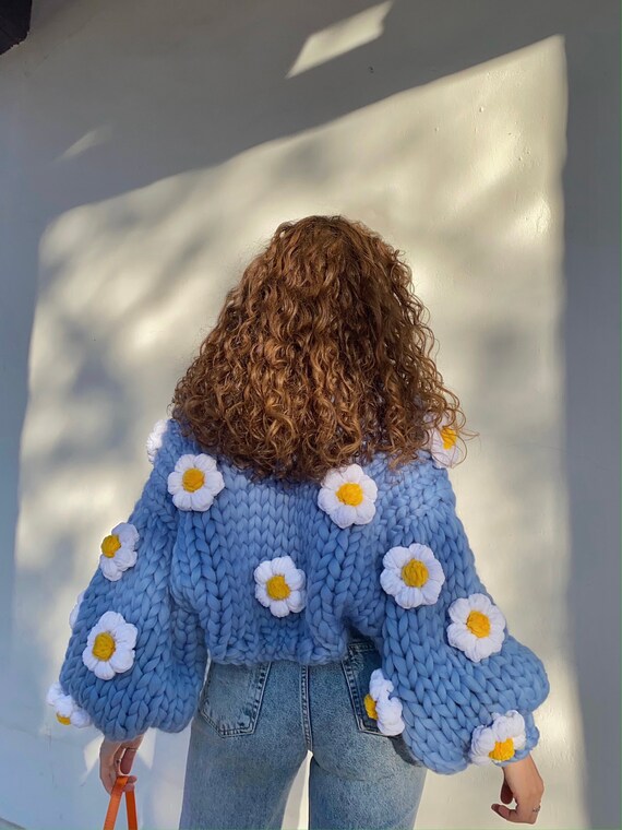 Heyays Daisy Knit Cardigan Blue 
