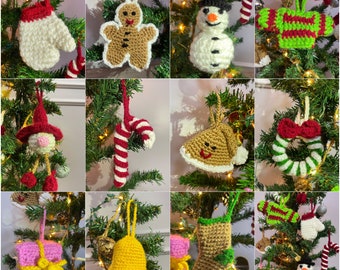 Heyays, Set of 11 Crochet Christmas Tree Ornaments, Christmas tree Decoration, Handmade amigurumi, knit ornament, original New Year gift