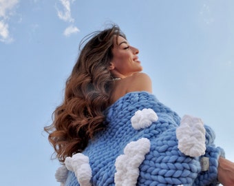Heyays Cloud Knit Cardigan Chunky Knitwear Handmadel Oversized Cardigan 3D  Fluffy Clouds Balloon Sleeves Cottagecore 