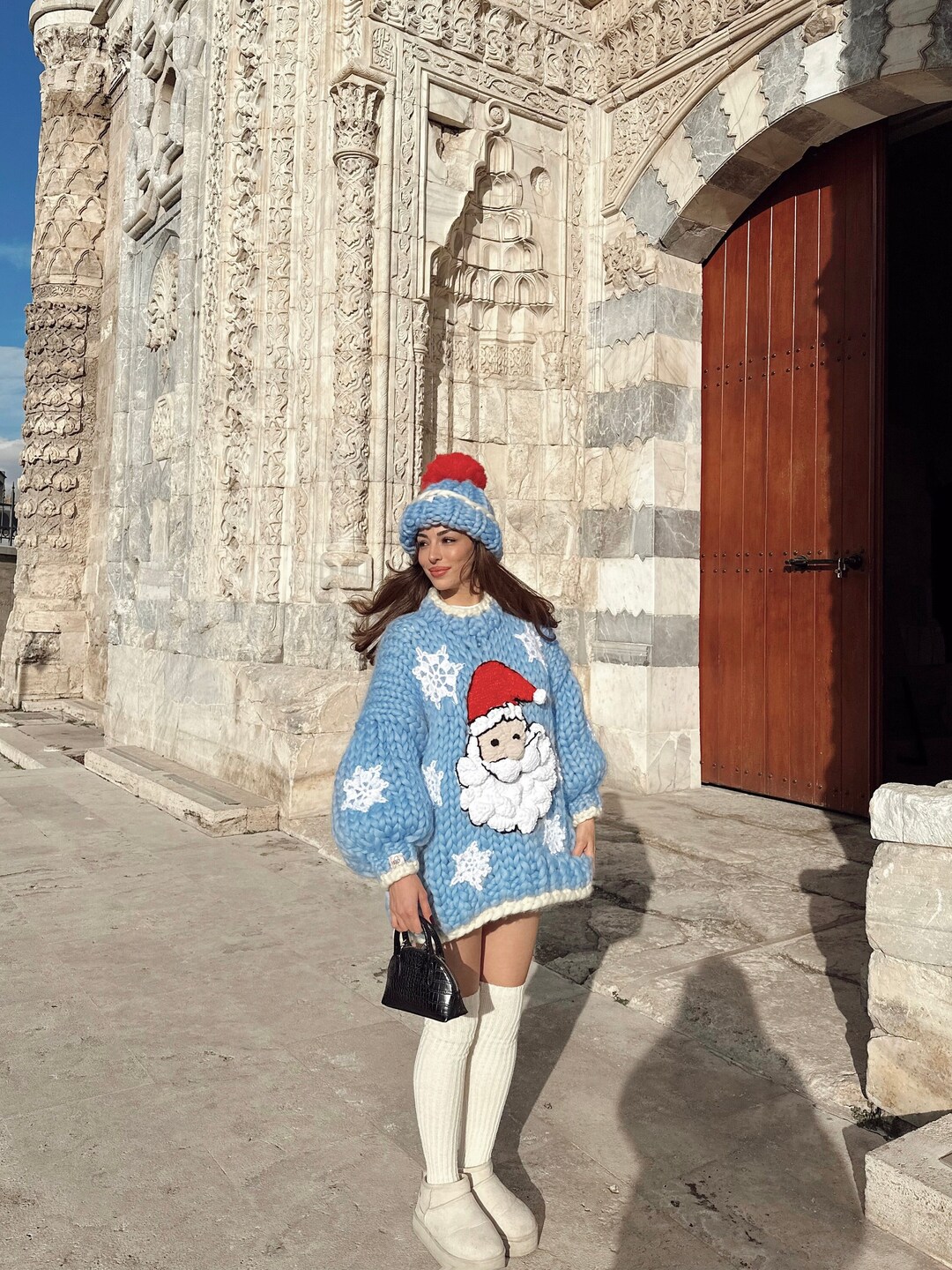 Santa's Knit Turtleneck Dress