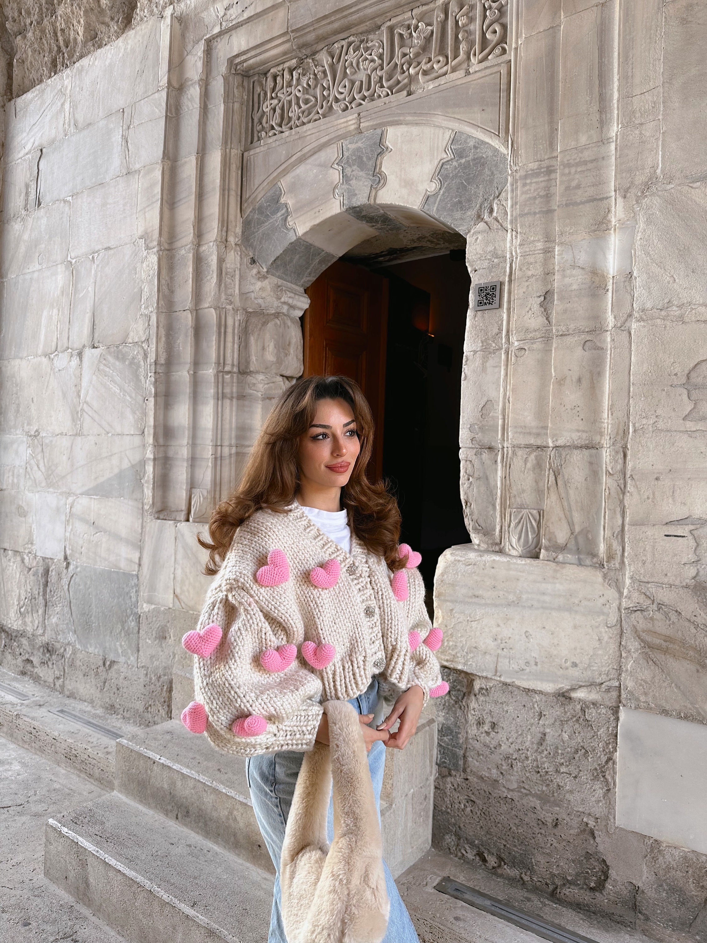 Handmade Love Cardigan, Chunky Heart Knitwear, Valentine's