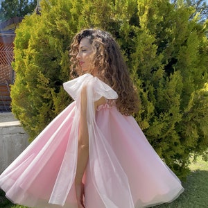 Hallo Tutu Kleid Babyshower Kleid Cottagecore Kleid Puff Kleid Abschlusskleid After Party Kleid Prinzessin Kleid Rosa Kleid Bild 6