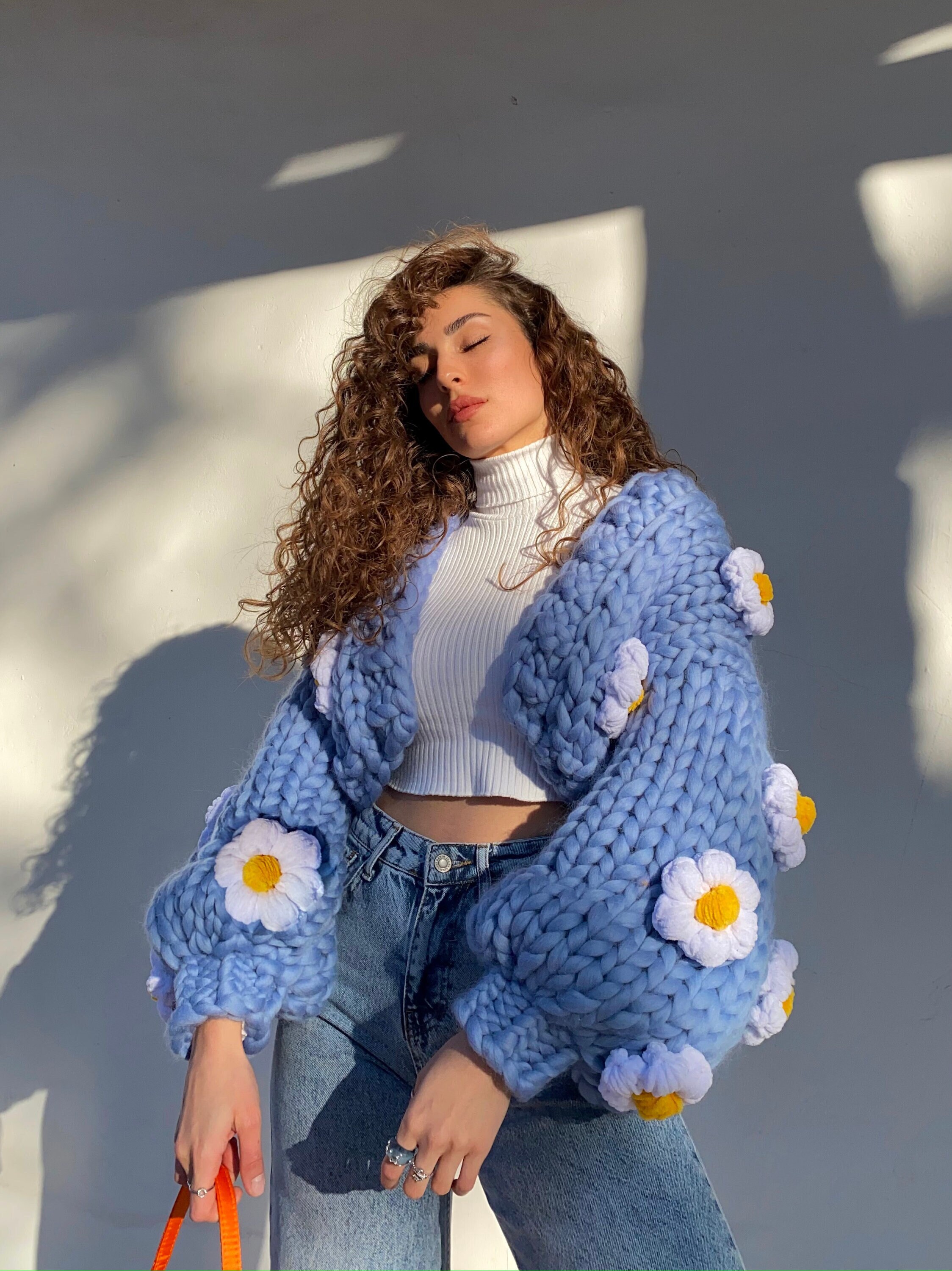 Heyays Daisy Knit Cardigan Blue 