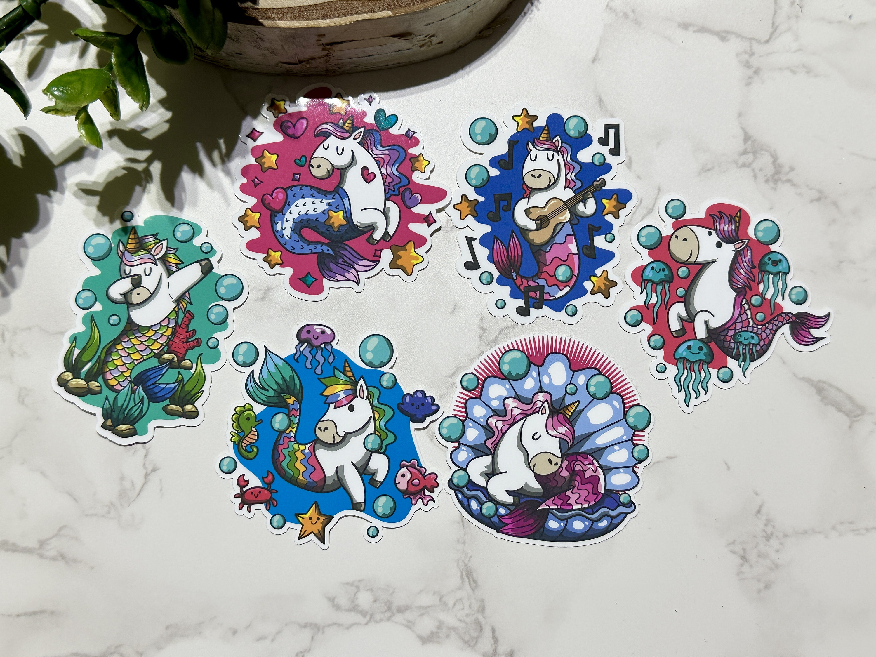 Cute Unicorn Mermaid Waterproof Stickers for Your Water Bottle, Tumbler ...