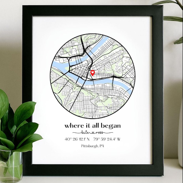 Mappa del luogo in cui ci siamo incontrati /Dove tutto è cominciato /Mappa di coppia/Regalo per lei/Regalo per lui/Mappa personalizzata/Mappa su misura/Regalo di anniversario/DOWNLOAD DIGITALE