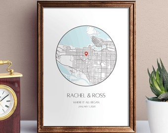 Custom Map Print, Custom City Map, Personalized Print, Travel Map Gift, Anniversary Gift For Her, Any City Art, DIGITAL DOWNLOAD