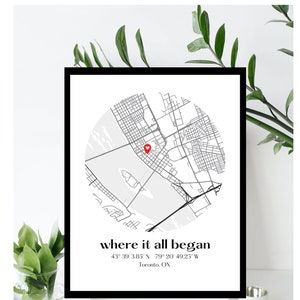 Where We Met Map /Where it all began /Couple Map/ Gift for her/ Gift for him/Personalized Map/ Custom Map/Anniversary Gift/ DIGITAL DOWNLOAD Grey - Digital File