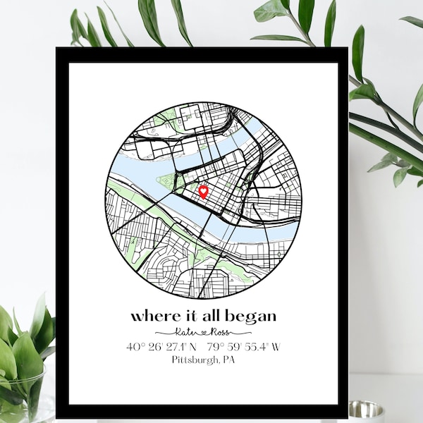 Where We Met Map /Where it all began /Couple Map/ Gift for her/ Gift for him/Personalized Map/ Custom Map/Anniversary Gift/ DIGITAL DOWNLOAD