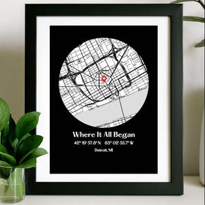 Where We Met Map /Where it all began /Couple Map/ Gift for her/ Gift for him/Personalized Map/ Custom Map/Anniversary Gift/ DIGITAL DOWNLOAD Black - Digital File