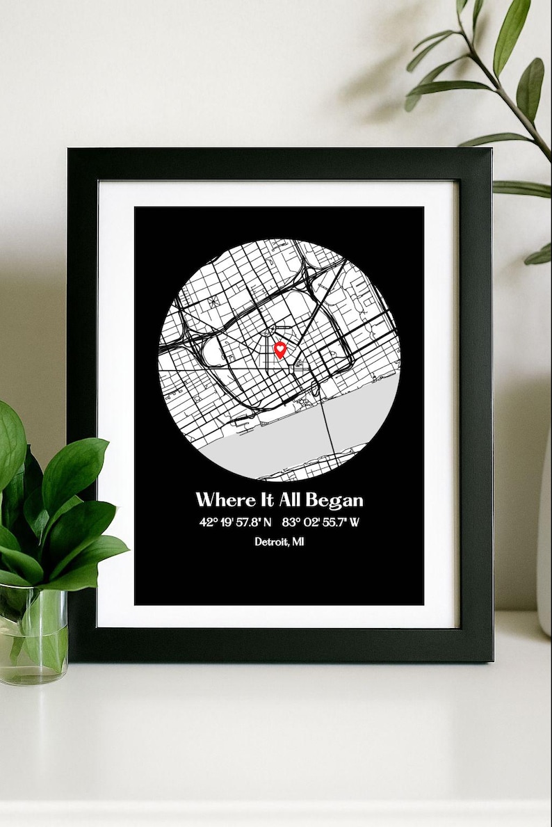 Where We Met Map /Where it all began /Couple Map/ Gift for her/ Gift for him/Personalized Map/ Custom Map/Anniversary Gift/ DIGITAL DOWNLOAD Black - Digital File