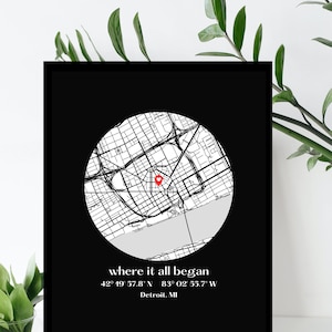 Where We Met Map /Where it all began /Couple Map/ Gift for her/ Gift for him/Personalized Map/ Custom Map/Anniversary Gift/ DIGITAL DOWNLOAD Black - Digital File
