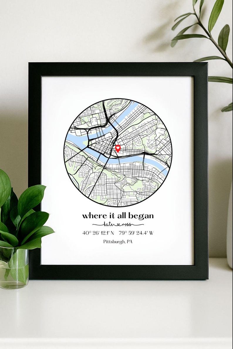 Where We Met Map /Where it all began /Couple Map/ Gift for her/ Gift for him/Personalized Map/ Custom Map/Anniversary Gift/ DIGITAL DOWNLOAD Color - Digital File