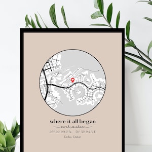 Where We Met Map /Where it all began /Couple Map/ Gift for her/ Gift for him/Personalized Map/ Custom Map/Anniversary Gift/ DIGITAL DOWNLOAD image 4