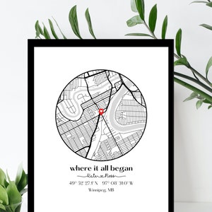 Where We Met Map /Where it all began /Couple Map/ Gift for her/ Gift for him/Personalized Map/ Custom Map/Anniversary Gift/ DIGITAL DOWNLOAD Dark - Digital File