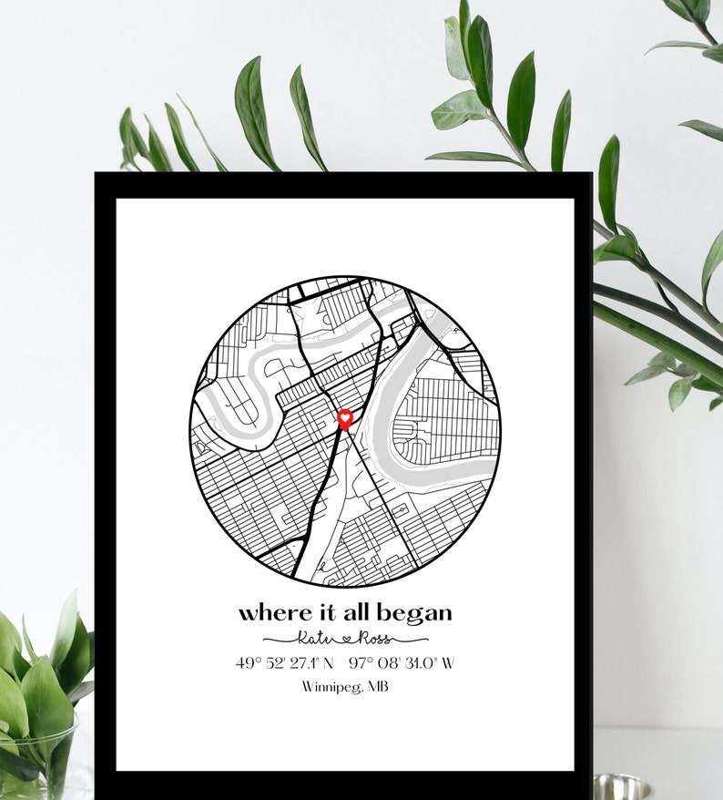 Where We Met Map /Where it all began /Couple Map/ Gift for her/ Gift for him/Personalized Map/ Custom Map/Anniversary Gift/ DIGITAL DOWNLOAD image 3