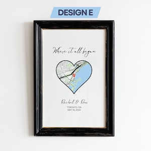Presentes de aniversário, onde tudo começou, mapa de onde nos conhecemos, impressão de mapa personalizado, presentes de formatura, nossa primeira casa, presentes de aniversário para ela, presente de casamento