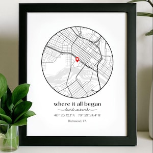 Where We Met Map /Where it all began /Couple Map/ Gift for her/ Gift for him/Personalized Map/ Custom Map/Anniversary Gift/ DIGITAL DOWNLOAD Grey - Digital File