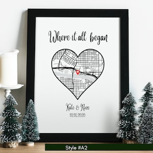 Carte de l'endroit où nous nous sommes rencontrés/Où tout a commencé/Carte pour couple/Cadeau pour elle/Cadeau pour lui/Carte personnalisée/Carte personnalisée/Cadeau d'anniversaire/TÉLÉCHARGEMENT NUMÉRIQUE