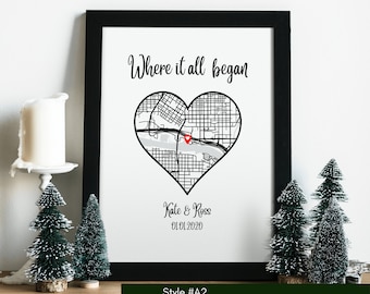 Where We Met Map /Where it all began /Couple Map/ Gift for her/ Gift for him/Personalized Map/ Custom Map/Anniversary Gift/ DIGITAL DOWNLOAD