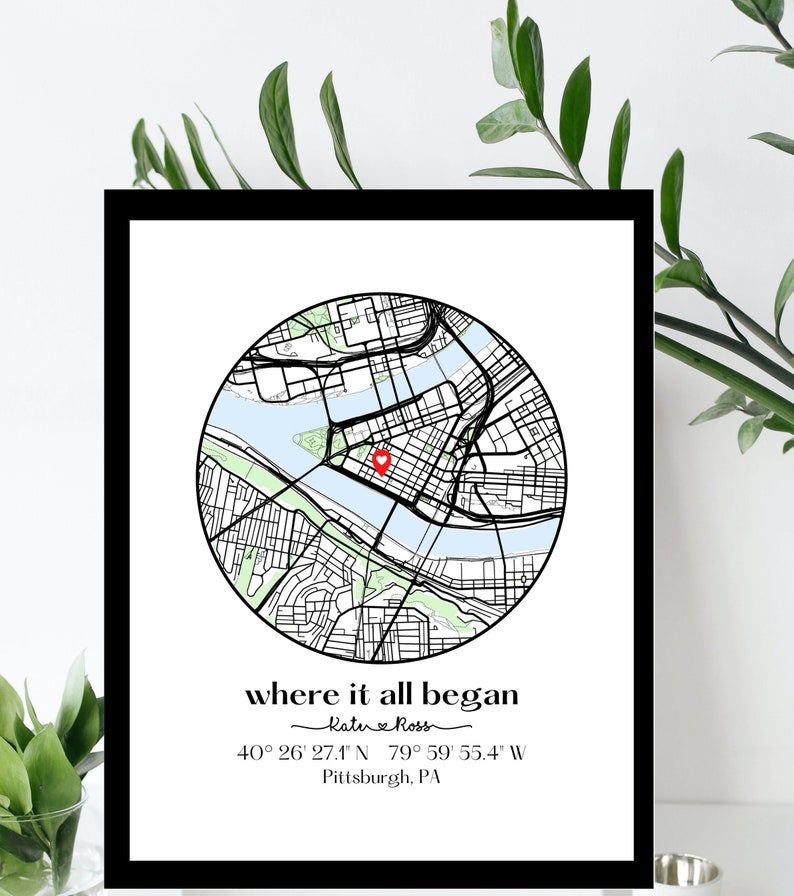 Where We Met Map /Where it all began /Couple Map/ Gift for her/ Gift for him/Personalized Map/ Custom Map/Anniversary Gift/ DIGITAL DOWNLOAD image 1