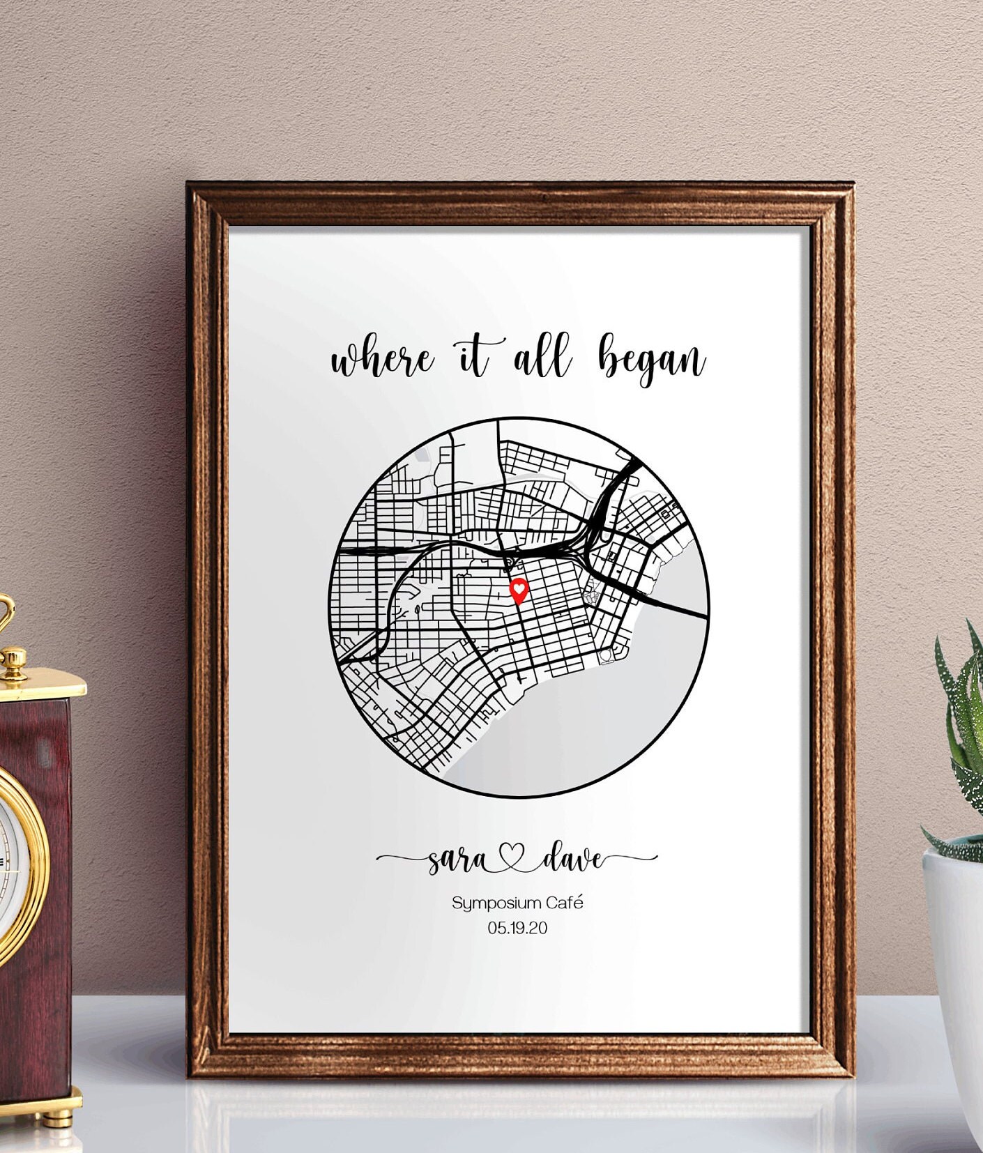 Where We Met Map /where It All Began /couple Map/ Gift for Her/ Gift ...