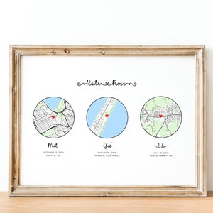 Met, engaged, married / Map print / Anniversary print / Personalised wedding / Birthday gift for wife / Husband gift/ DIGITAL DOWNLOAD