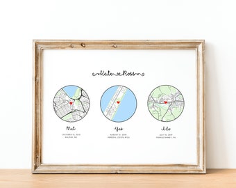 Met, engaged, married / Map print / Anniversary print / Personalised wedding / Birthday gift for wife / Husband gift/ DIGITAL DOWNLOAD