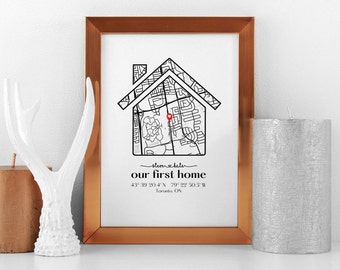 Personalized Housewarming gift / Our First Home Map / First Home Gift/ Personalized Map / Friends first Home / New Home /DIGITAL DOWNLOAD