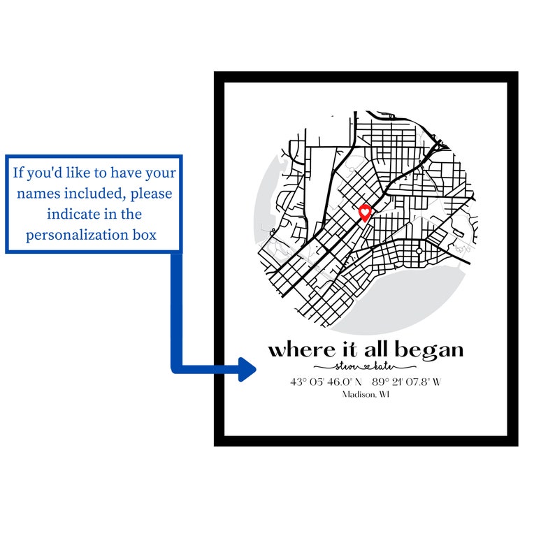 Where We Met Map /Where it all began /Couple Map/ Gift for her/ Gift for him/Personalized Map/ Custom Map/Anniversary Gift/ DIGITAL DOWNLOAD image 6