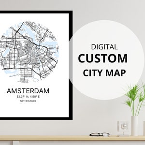 Cartaz de mapa personalizado, impressão de mapa da cidade, mapa personalizado, mapa da cidade personalizado, cartaz de arte da cidade personalizado, mapa da cidade para impressão, DOWNLOAD DIGITAL