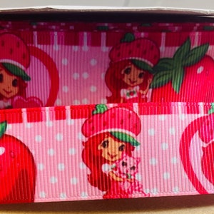 Strawberry Shortcake 1&#39; inch grosgrain ribbon the strawberry princess with kitty custard