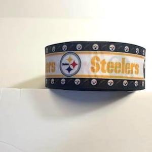 1 1/2 Steelers Black and Gold Football Grosgrain Ribbon