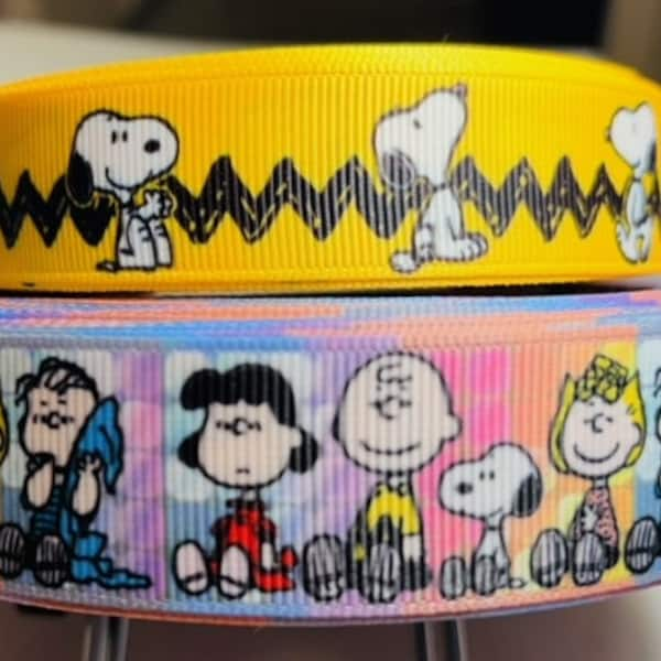 Grosgrain 1' inch Ribbon Snoopy Dog Peanut Gang, Snoopy by yard, Charlie Brown