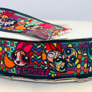 The PowerPuff Girls 1 1/2' inch grosgrain ribbon cartoon character and friends