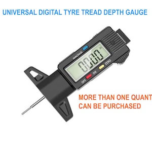 Digital Tyre Tread Depth Gauge 0-25.4 Mm Inch Tire Gauge with Large LCD Display, Tire Tread Depth Measuring tool for Bike Cars Trucks Motor