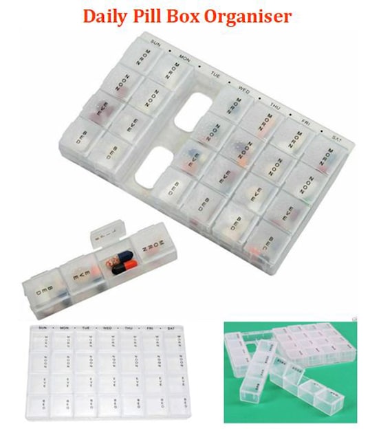 PortaPillole Settimanale In Italiano 14 Scomparti Verticali 2 Scomparti Giornali