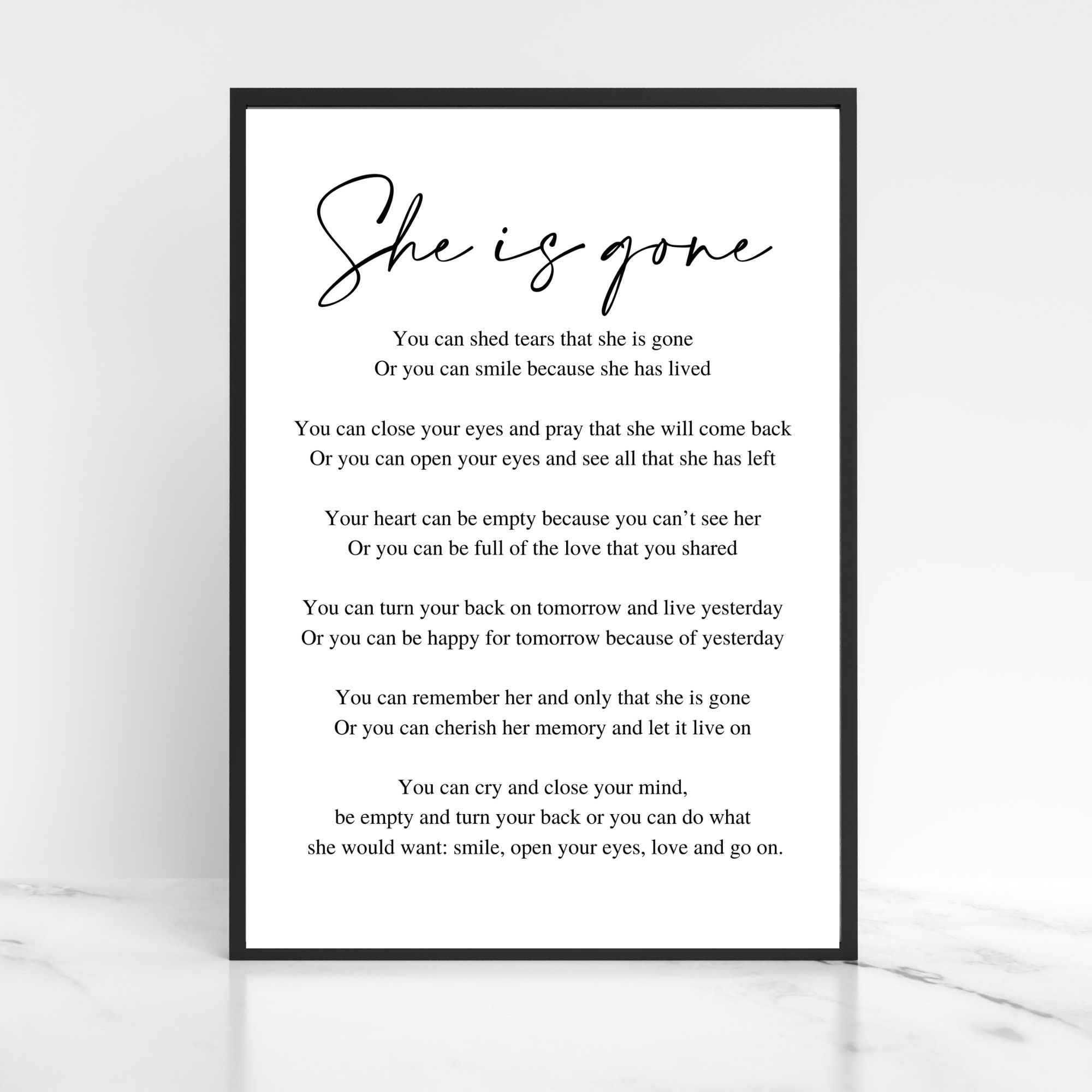 She is Gone Poem Heaven Print A Letter From Heaven Sympathy Gift ...