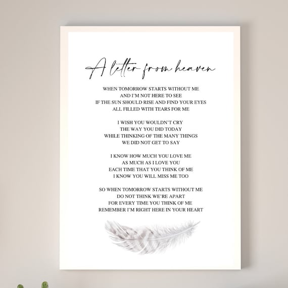 A Letter From Heaven A4 Print Heaven Qoute Etsy