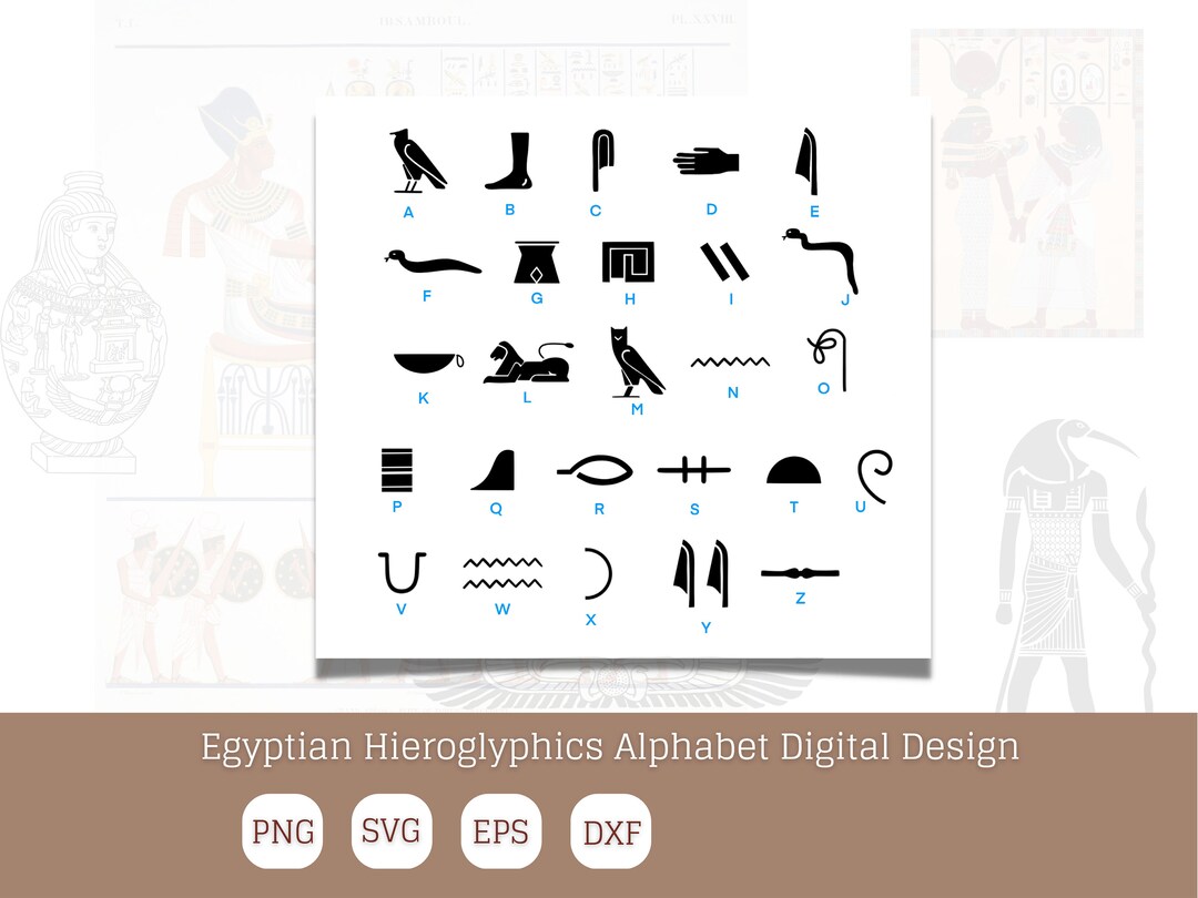 Egyptian Hieroglyphics Filled in Digital Design Instant Download Cut ...