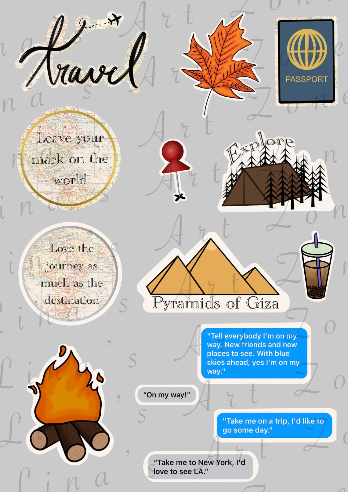 Travel Themed Stickers to Print Instant Download Stickers Etsy