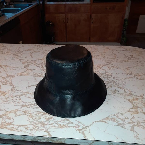 Leather Bucket Hat Etsy