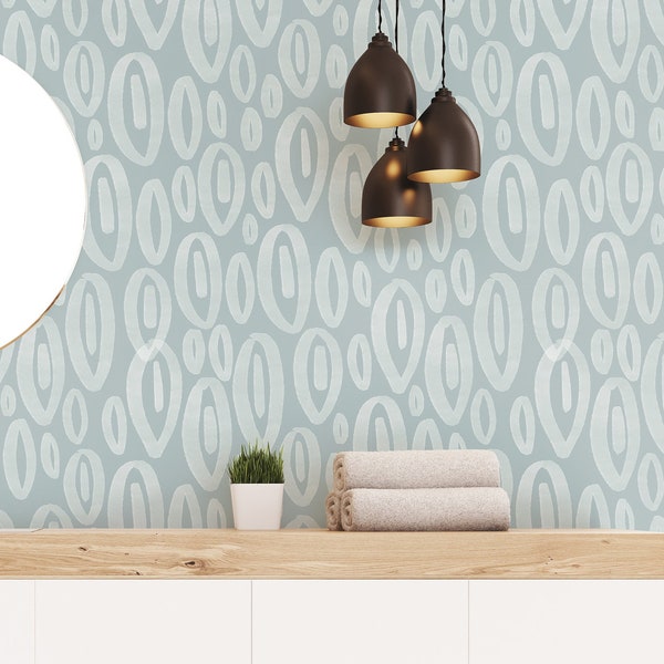 Blue Boho Beach Wallpaper | Removable Wallpaper | Peel And Stick Wallpaper | Adhesive Wallpaper | Wall Paper Peel Stick Wall Mural 3613