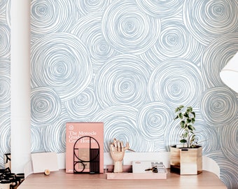 Removable Wallpaper Blue Swirl Bathroom Wallpaper | Peel And Stick Wallpaper | Adhesive Wallpaper | Wall Paper Peel Stick Wall Mural 3529