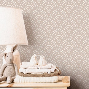 Boho Hearts Wallpaper | Girls Nursery Wallpaper | Kids Wallpaper | Childrens Wallpaper | Peel Stick Wallpaper | Removable Wallpaper | 3705