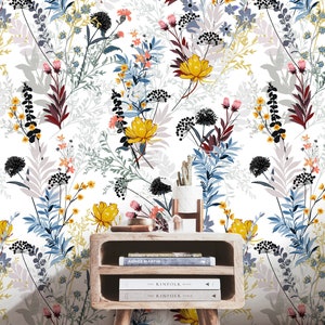 Wallpaper Peel and Stick Wallpaper Colorful Wildflower Floral Removable Wallpaper Wall Decor Home Decor Wall Art Room Decor 3778 image 2