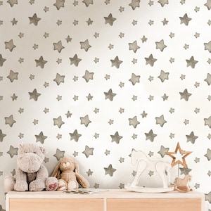 Removable Water-Activated Wallpaper Pink Star Nursery Stars Baby Girl